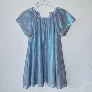 Blue Silver Metallic Iridescent A-Line Dress Hatley